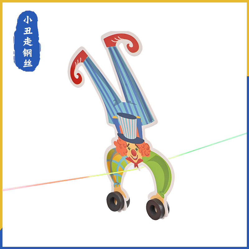 The clown walks a tightrope to find the center of gravity, technology small production, children's handmade DIY puzzle magnet experiment recommended material package