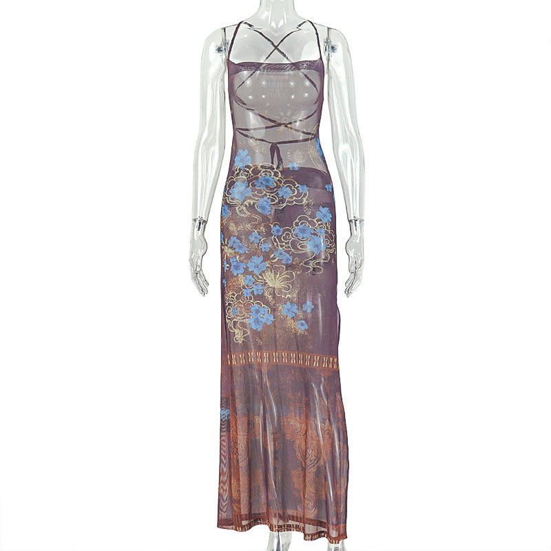 Fashion style cross-border easiest for match outing women's clothing silm hiking elegance hip skirt suspender backless chest wrap long dress