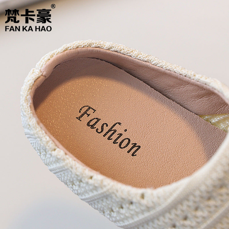 Woven open-toe slides -  summer new arrivals - beach sandals for girls - easy slip-on mules