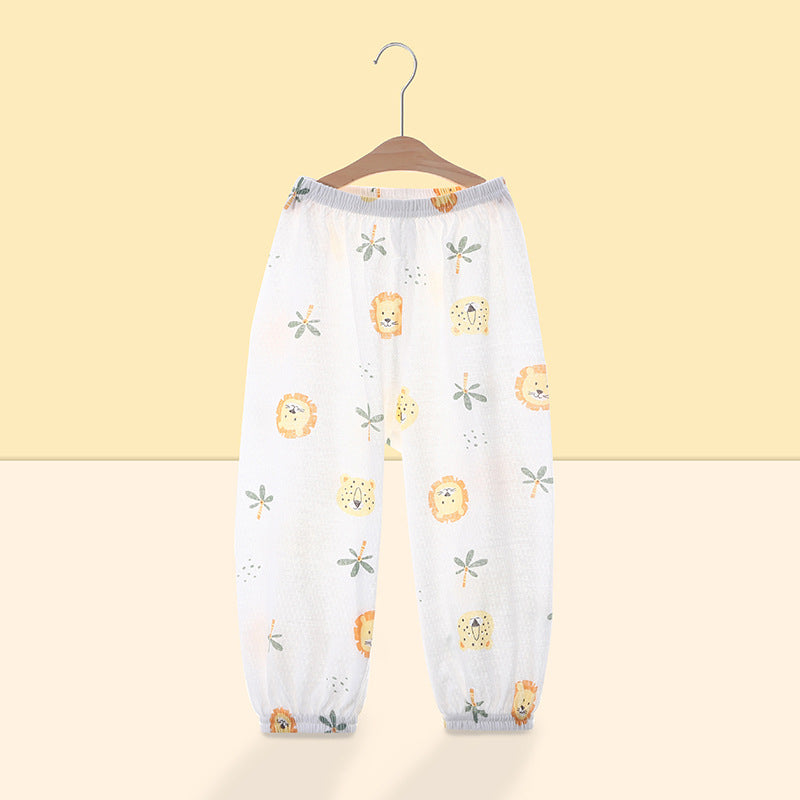 Baby pants summer thin pure cotton children's mosquito pants boys girls bloomers baby long pants sleep pants mesh