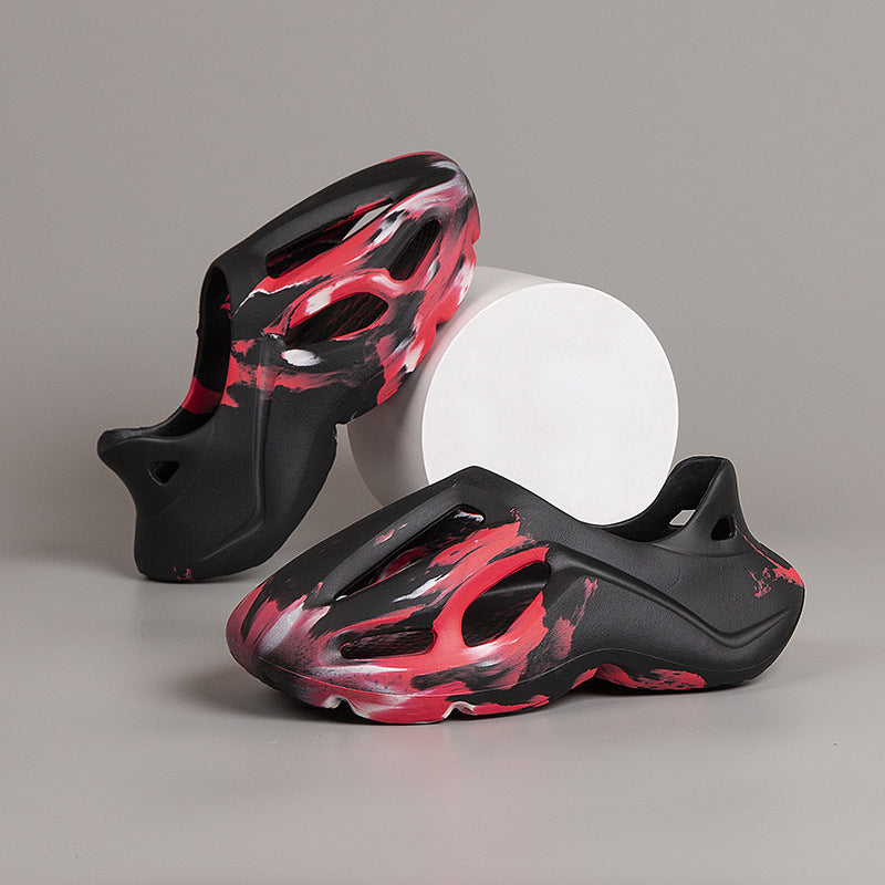 外贸男士洞洞鞋夏季2025新款踩屎感情侣款沙滩鞋EVA软底包头凉鞋