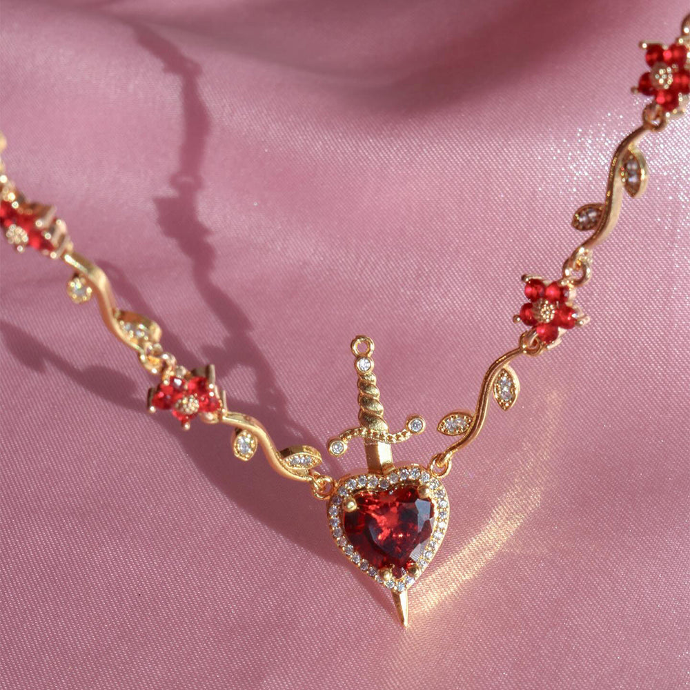 European and american cross-border one arrow through the heart love dagger necklace combination elegant accessible luxury elegant flower clavicle chain for women wholesale