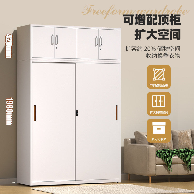 Household metal wardrobe  popular bedroom iron wardrobe simple balcony storage cabinet formaldehyde-free children's wardrobe