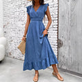 cross-border women's fashion elegant maxi dress -  beach vacation style cinched waist dress - spring/summer collection