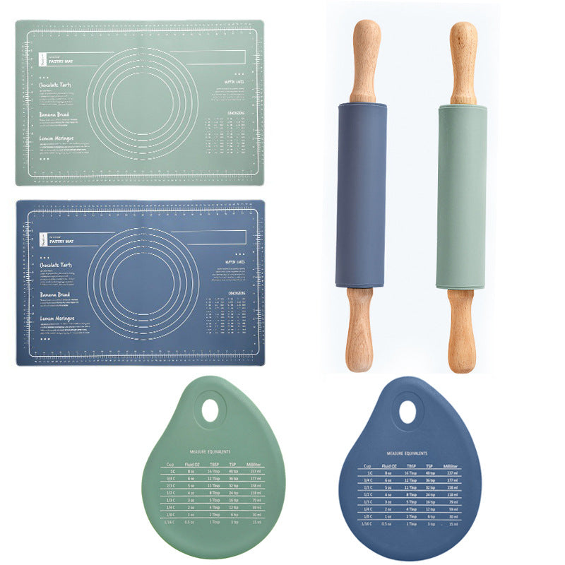 Cross-border silicone pad kneading pad household thickened and panel chopping board plastic food grade baking rolling pin and noodles