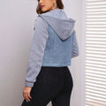 Amazon tiktok pinduoduo foreign trade cross-border fashion gray sweatshirt patchwork short hooded denim jacket