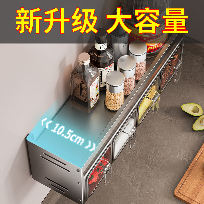 Kitchen seasoning rack No punching Wall hanging Multifunctional household condiment box Jar utensils Storage shelf