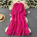 High-end elegant women's evening gown  new collection: court style retro heavily embroidered hollow-out lace patchwork french dress