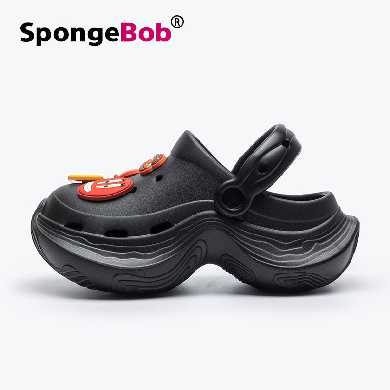 Spongebob squarepants thick sole goddess nightclub high heels crocs summer heightened toe beach sandals women's slippers