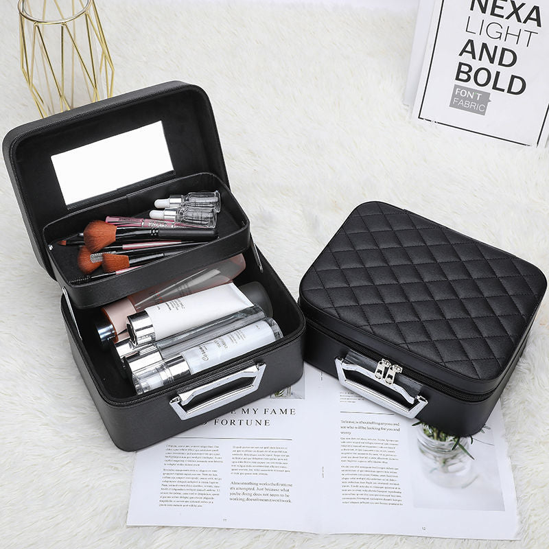 Dongguan Shenzhen Cosmetic Case Cosmetic Bag Factory Manufacturer Storage Bag Portable Cosmetic Leather Box Production High-end Leather Box