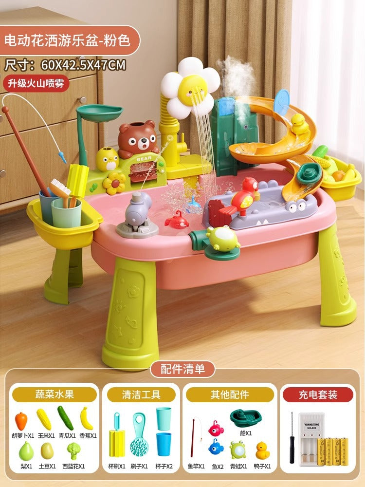 New summer water toys for kids: multifunctional water park with fishing pool, electric faucet, dishwasher, and magnetic features