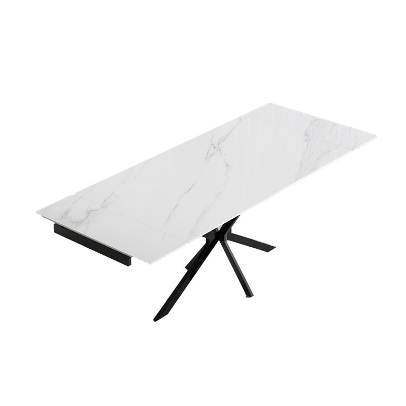 Italian light luxury sintered stone dining table - modern minimalist design, direct from the manufacturer, customizable for home use, rectangular, extendable, and foldable