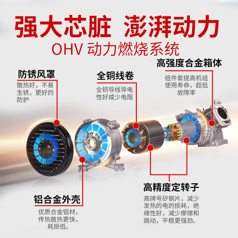 Household fixed frequency low noise gasoline generator 220V dual voltage 3/6/8/kw small flashlight start multi-fuel