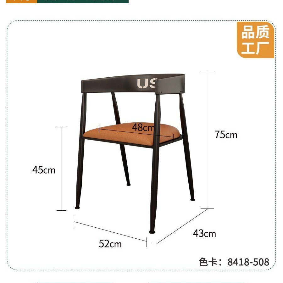 Cafe square table square wrought iron solid wood dining table commercial staff restaurant snack bar table and chair combination 1016