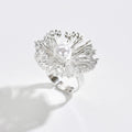 Wholesale hollow flower rings - european and american niche design, irregular spiral faux pearl open finger rings, women's jewelry