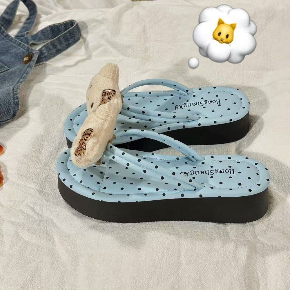 Outwearplaid summerfashionpopulareasiest for matchfairy stylecasualheight-increasing soft bottom flip-flop sandals