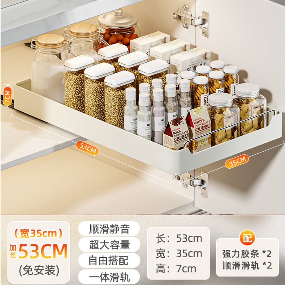 Kitchen pull-out rack under sink pull basket cabinet drawer crevice storage box artifact cabinet bowl rack