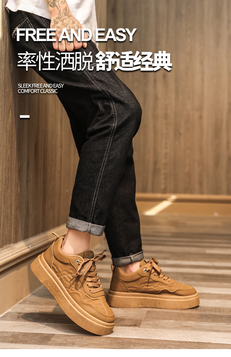 Xiaobai men's shoes 2026new arrivalspring breathable easiest for matchcasual leather shoes spring & fall sports thick sole heightening mcqueen sneakers
