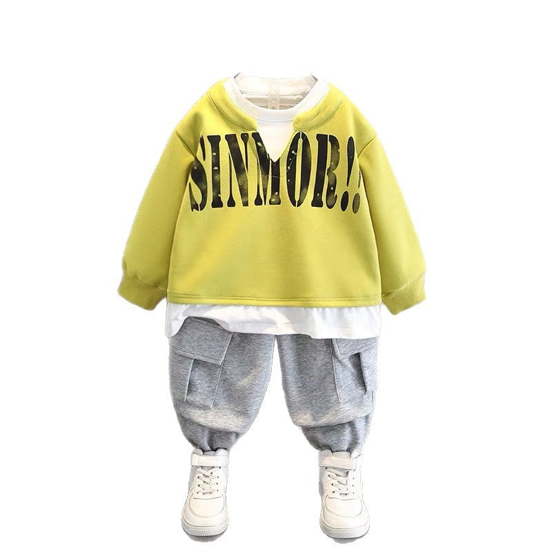 autumn/winter kids' trendy hoodie set - new korean style fashionable casual outfit for boys and girls - wholesale supply