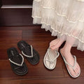 Women's flip-flops summer 2025 new pearl flat sandals outdoor soft sole fashion beach shoes wholesale