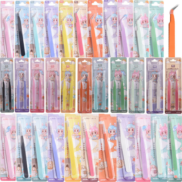False eyelashes colored hand account tweezers DIY tweezers straight elbow macaron candy color Chinese packaging