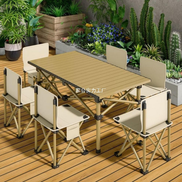 Outdoor folding folding table full set of portable chair storage bag camping folding chair table and chair set 1