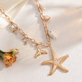 Wholesale alloy necklaces: european & american style, cross-border, beach & ocean-inspired, starfish clavicle chain, unique & trendy, versatile necklace for women