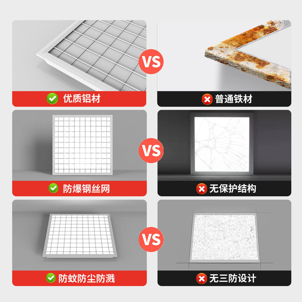 Explosion-proof flat panel light 300x600x600mm kitchen integrated ceiling buckle plate led ceiling light embedded 60x60