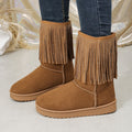 new arrivalplus size round toe tassel mid-calf snow boots women's thick sole sleeve heattechfleece-linedthickened cotton shoes wholesale