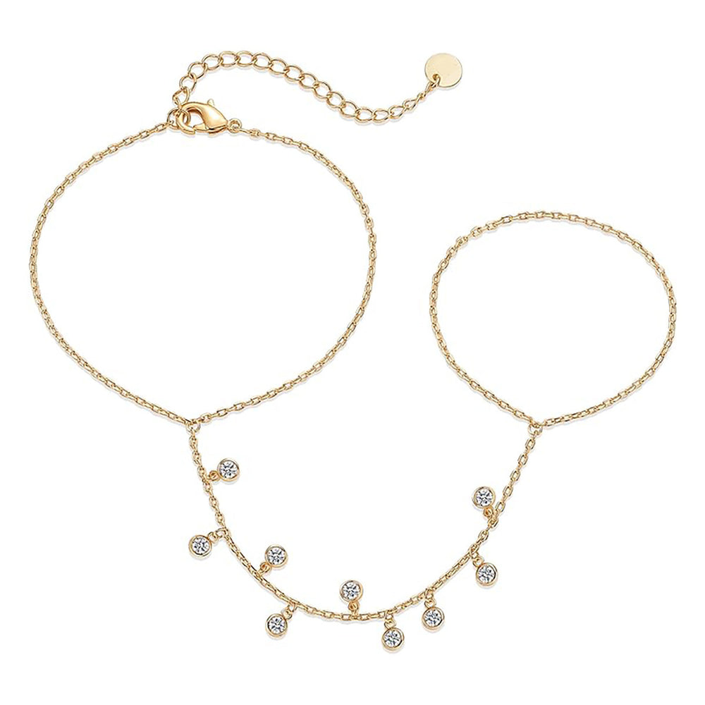 fashion ins style finger chain small disc ring chain stainless steel bracelet stylish trendy jewelry wholesale for women