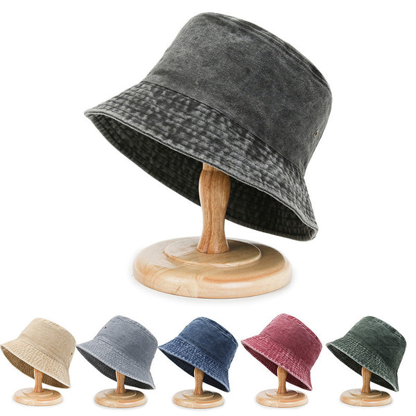 Spring and Autumn men's and women's denim Japanese washed bucket hat custom versatile sunscreen sun hat men's light board basin hat
