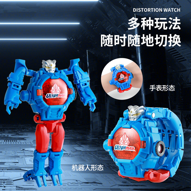 Transforming kids' electronic watch toy - student projector cartoon transformation - manwei transformation robot for boys