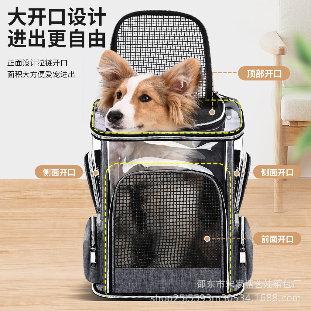 Source factory Cross-border outing Pet bag Transparent breathable dog bag Backpack Car pet bag Portable backpack