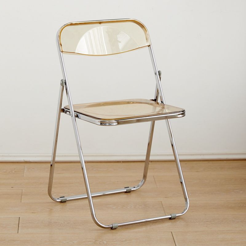 Minimalist folding chair - transparent acrylic photo booth chair for clothing stores, trendy influencer makeup stool, crystal backrest dining chair