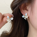 Korean gradient blue butterfly flower earrings-a1635 gradient blue