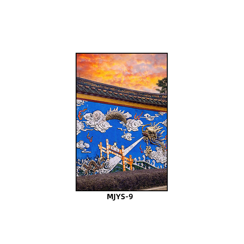 Jieyang ancient city architectural landscape hanging painting hotel box wall decoration painting hot pot restaurant restaurant characteristic cultural tourism mural