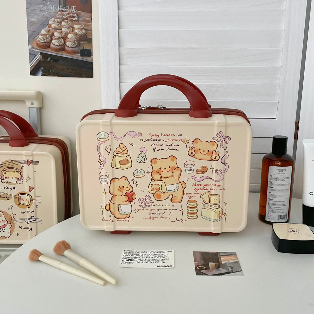 Mini luggage box pastoral style cosmetics storage travel satchel box portable storage box outing storage cosmetic bag