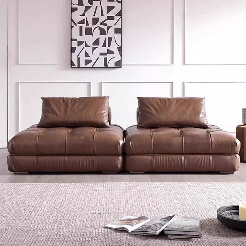 Italian normcore genuine leather sofa first layer cowhide modern casual tofu block laurence living room module square sofa