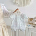 Summer floral lightweight baby romper - newborn summer outfit, short-sleeve bodysuit, crawling suit