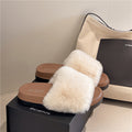 2025 fall/winter new collection: classic & stylish fuzzy one-strap cotton slippers - chunky sole, premium feel, women's outdoor slippers