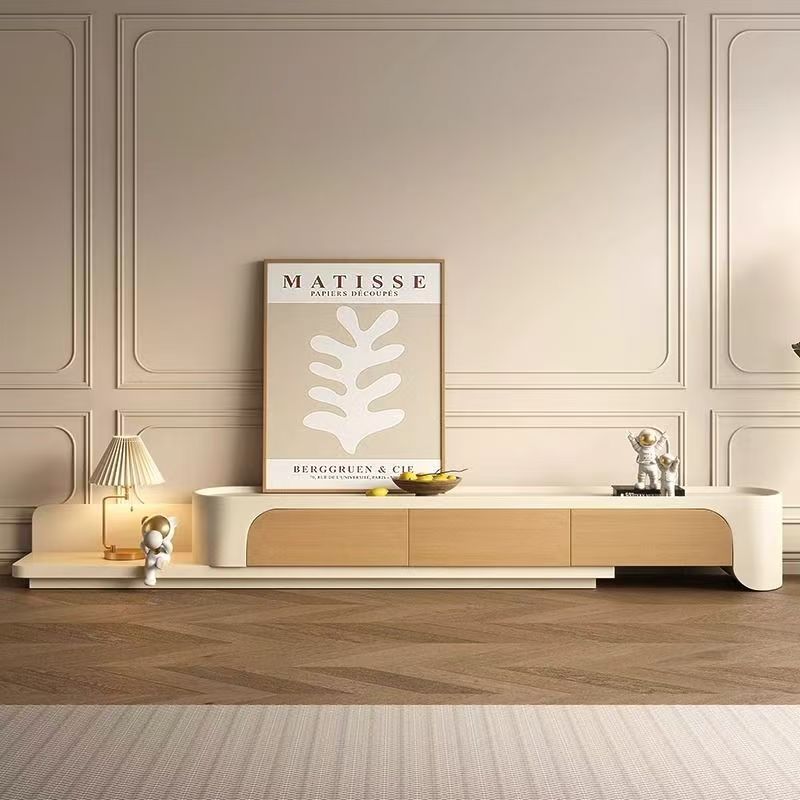 Solid wood slate coffee table cream style living room for home wood color large and small apartment floor cabinet accessible luxury stretch tv cabinet