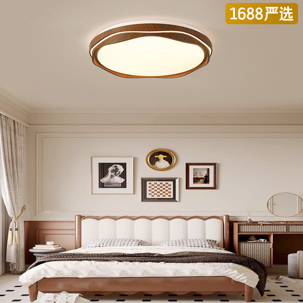 [Strict selection] Medieval eye protection ceiling light, simple Nordic walnut wabi sandy wind, American retro home super bright light