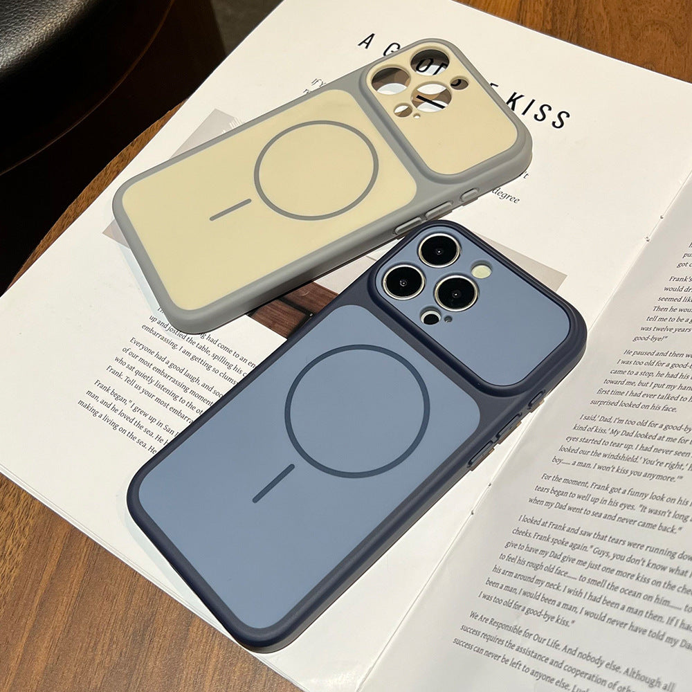 Niche stylecontrast color magnetic phone case suitable for iphone16/15pro apple 17max anti-fall case wholesale
