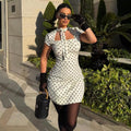 Fashion style insexport street style women's clothing simple fashion waist a-line skirt strap polka dot shortdress