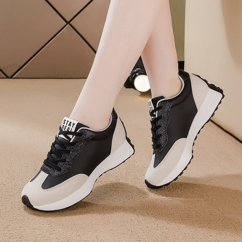 foreign trade plus size women's shoes new arrival leather sneakers women's casualflatscasual soft bottom running dad
