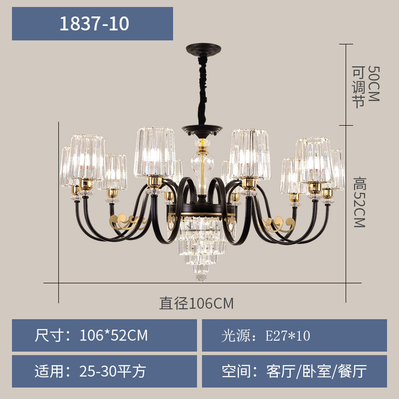 Living room lamp modern simple atmosphere light luxury hall high-end lighting villa duplex building American lamp crystal chandelier