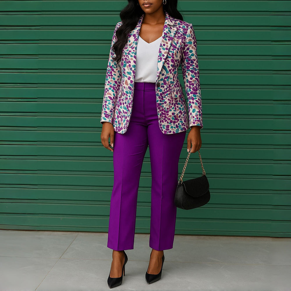 D603 cross-border e-commerce  new fashionable and elegant blazer and slim-fit suit pants two-piece set