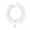 bohemia imitation pearl beaded necklace niche styleaccessible luxury diamond-encrusted snake pendant multi-layered necklace for women
