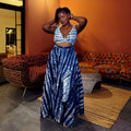 african women's fashion:  summer new collection - printed v-neck cami top and asymmetrical midi skirt set