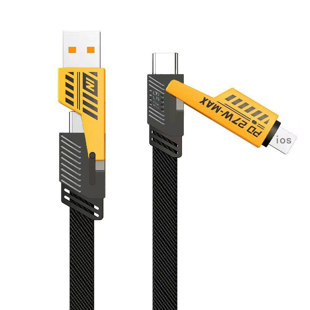 Mecha 4-in-1 data cable super fast charging charging cable two-to-two zinc alloy multi-head car type-c transmission